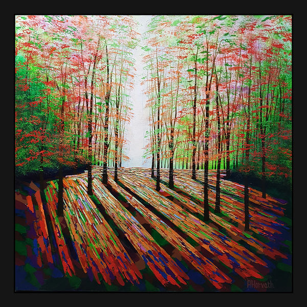 Amanda Horvath Fall in the Forest Light, 2025 Signed Acrylic on canvas with painted edges all around 76 x 76 cm 30 x 30 in