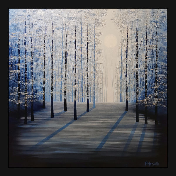 Amanda Horvath Silver Moon Forest, 2025 Signed Acrylic on canvas with painted edges all around 80 x 80 cm 31 ½ x 31 ½ in