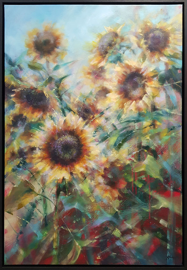 Kara Strachan Hearts of Gold, 2025 Signed & Framed Acrylic - dry brush, palette knife, on box canvas 36 x 24 in 91.4 x 61 cm
