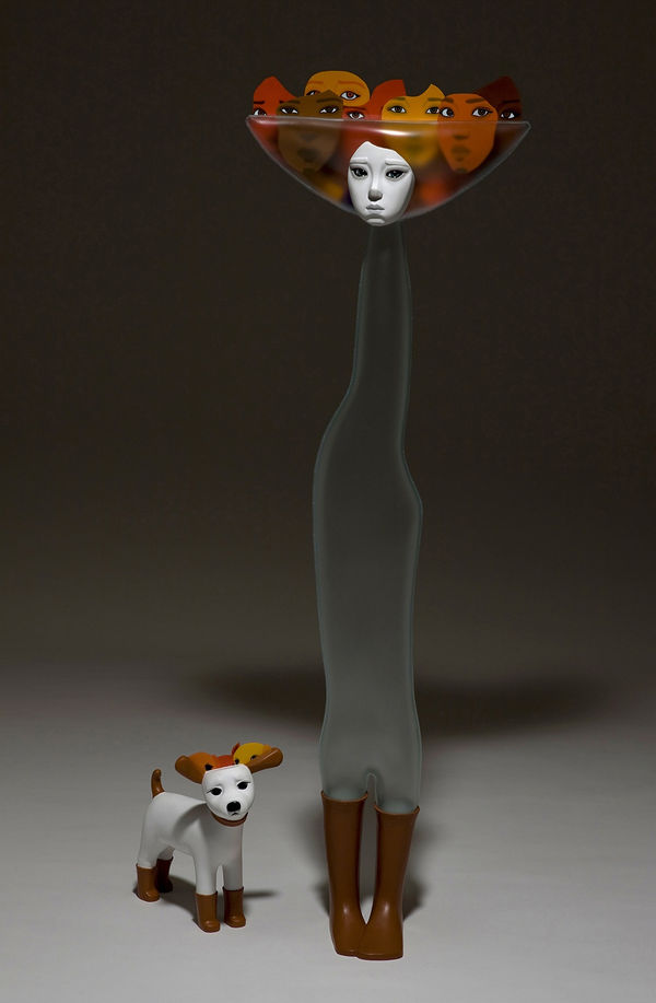 JINYOUNG YU Me & Them #5, 2014 Poly vinyl chloride, Fibre-reinforced plastic Female Figure : 147 (H) x 47 (W) x 25( D) cm Dog : 33 (H) cm