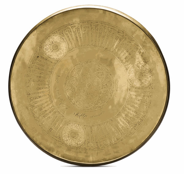 A large Mamluk brass tray, Egypt or Syria