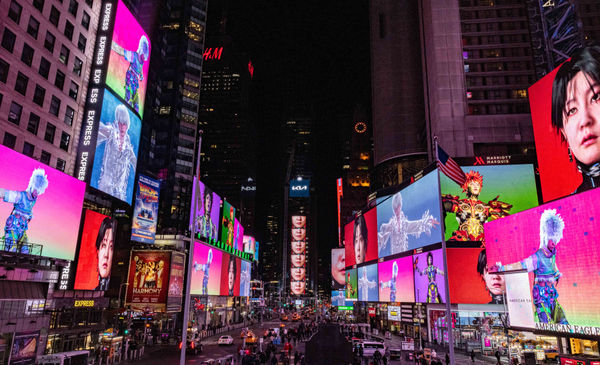 LuYang's DOKU Digital Reincarnation at Times Square Midnight Moments, 2023. Photo: Michael Hull.