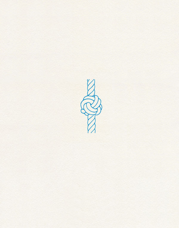 A blue monochromatic print of a complex maritime braid, showing the unique grain of the hand-coated dichromate layer.