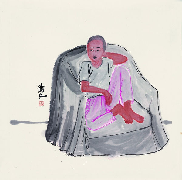 Jin Weihong Sitting Alone 68X68Cm 2008