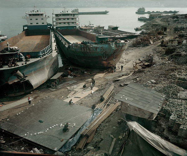 Chen Jiagang Smog City Demolished Houses Repaired Ships Fengjie Photograph 2009
