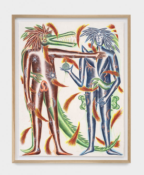 John Fou HOMME CROCODILE, 2022 Colored pencil, Acrylic on paper 161 x 130 cm. 63 ½ x 51 ¼ in.