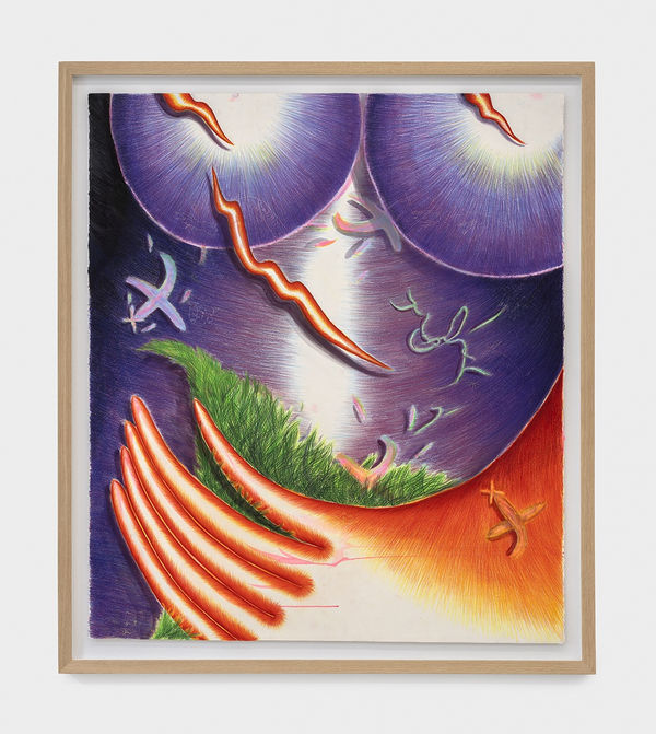 John Fou VOLTIGE, CE QU’IL SE PASSE EN SE RAPPROCHANT, 2022 Colored pencil, Acrylic on paper 147 x 130 cm. 57 ¾ x 51 ¼ in.