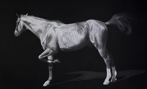 Luisi Mera Cayetano III, 2023 Charcoal on paper mounted on wooden panel 121.9 x 182.9 cm. 48 x 72 in.