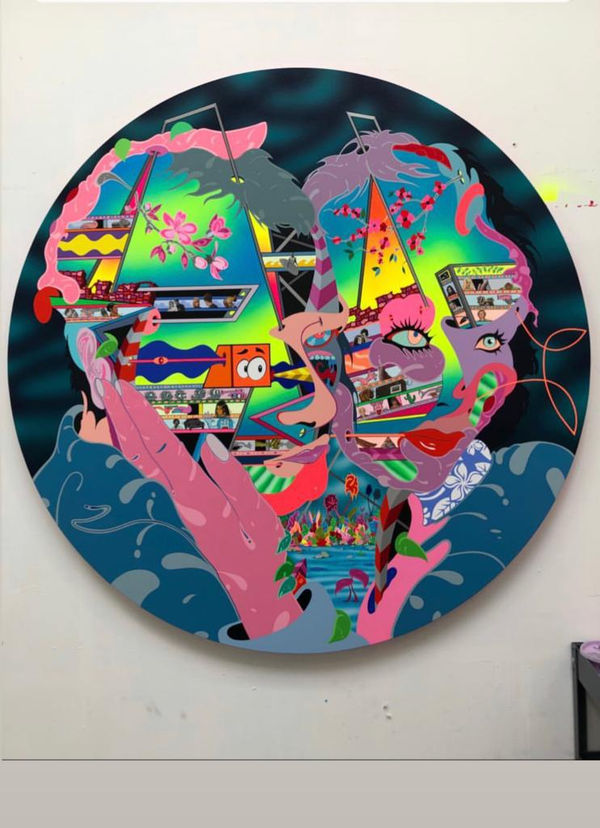 Erik Parker Ice Breaker, 2019 Acrylic and collage on canvas
