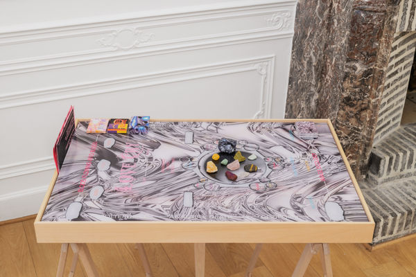 OMSK SOCIAL CLUB Love Cry, 2019 Acrylic Glass, Birch Wood, Paper, Quartz, Three Card decks