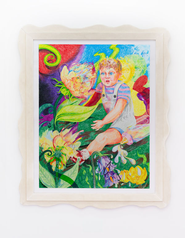 Haley Josephs Backyard, 2020 Colored pencil on paper, custom frame 127 x 97 cm. 50 x 38 in.