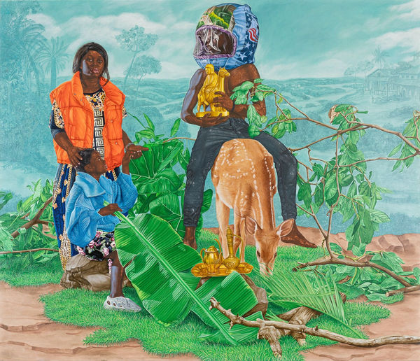 Hilary Balu From Fantasy to Escape VII, 2023 Acrylic, oil and scratching on canvas 190 x 220 cm. 74.8 x 86.6 in.