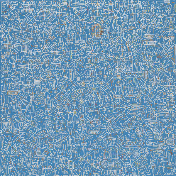 Vio Choe Happy string 2021 Acrylic on canvas 73 × 73 cm