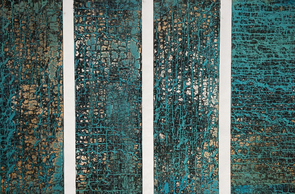 Casey Fisher Copper network, 2021 Screen-print transferred viscosity 21 x 30 in. (24 x 36 in. framed)