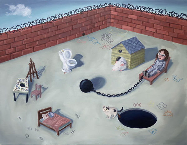 Rei Xiao Ball and Chain, 2022 Oil on canvas 28 x 36 in.