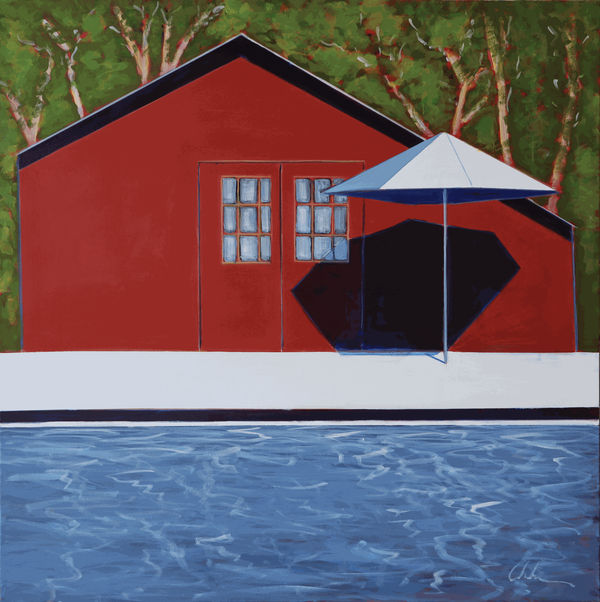 Melissa Chandon, Red Cottage with Pool, 2021