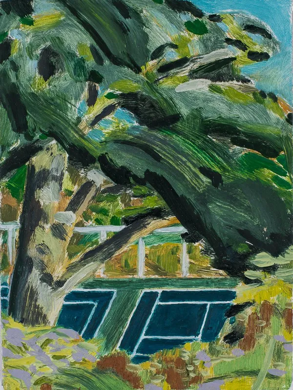 TESSA GREENE O’BRIEN, Ft. Williams Tennis, 2022, Oil on linen, 8 x 6”