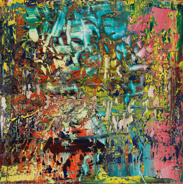 Abstract painting by Gerhard Richter featuring vibrant colors and dynamic textures