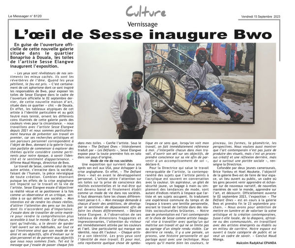 L’œil de Sesse inaugure Bwo
