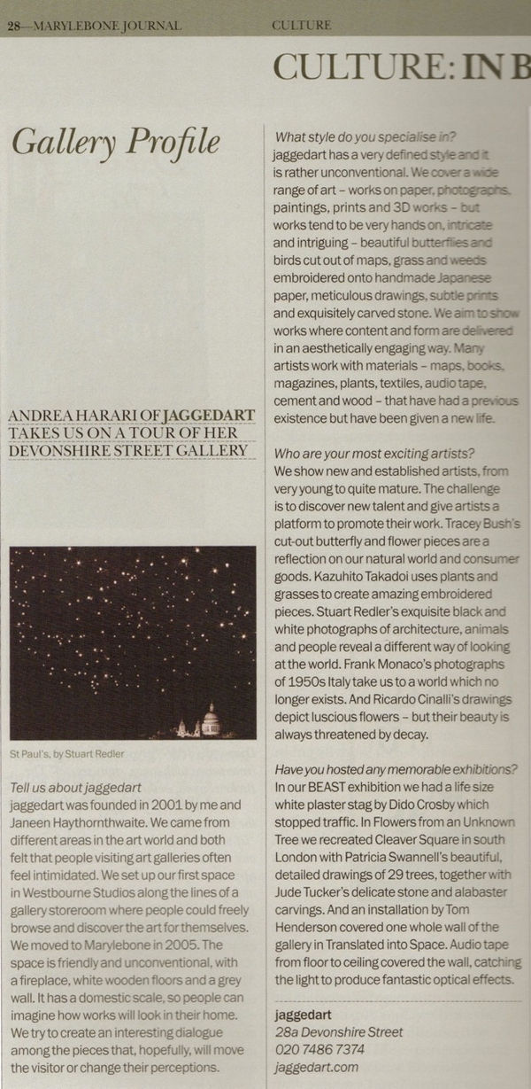 Profile of jaggedart in The Marylebourne Journal