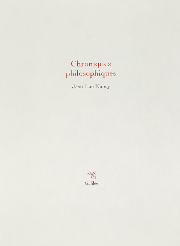 Claire Morel, Chroniques philosophiques, 2017