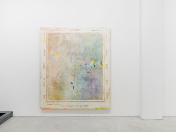 SOPHIE REINHOL, EMPTY MAP (FOR NELLA), 2021, oil on marble powder on jute, 220 x 190 cm