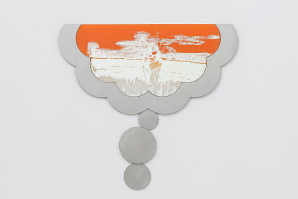 MONIKA EMMANUELLE KAZI, If you want to see the one?, 2022, glass, silver nitrate, acrylic lacquer glass, metal, 53.5 x 48 cm