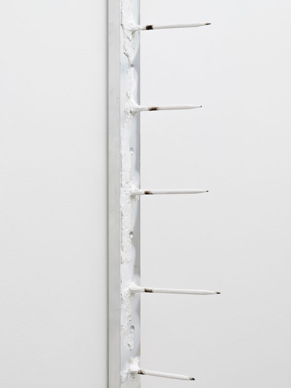 ELZA SILE, Infinity Fountain, 2025, aluminum, acrylic, wood, fire, 170 x 5 x 15 cm