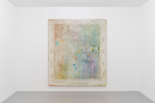 EMPTY MAP (FOR NELLA), 2021, oil on marble powder on jute, 220 x 190 cm | 86.6 x 74.8 in
