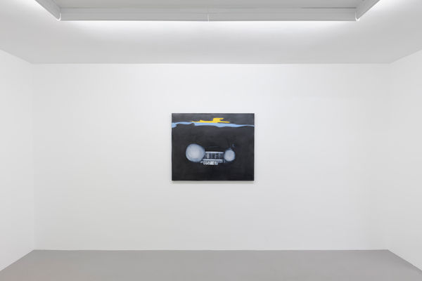 MERCEDES BENZ, 2021, oil on graphite and pigmented marble powder on jute, 90 x 110 cm | 35.4 x 43.3 in