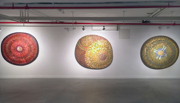 Installation view of 2017 exhibition James Juthstrom: Paintings from the Loft at Westwood Gallery NYC