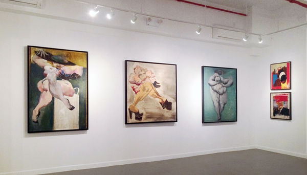 Installation view of 2017 exhibition, Boris Lurie: Life After Death, at Westwood Gallery NYC