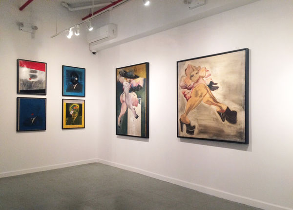 Installation view of 2017 exhibition, Boris Lurie: Life After Death, at Westwood Gallery NYC