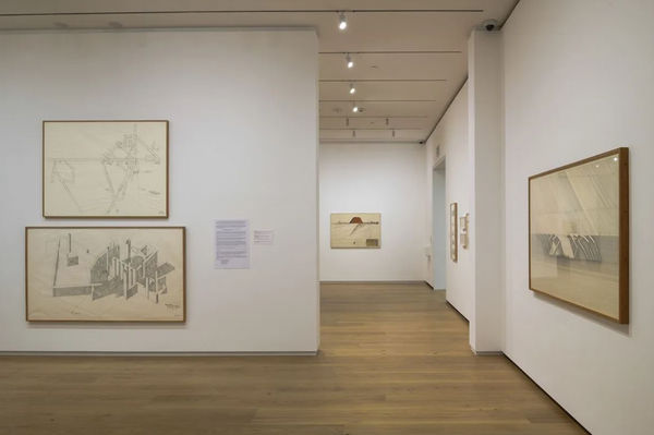Installation View of Will Insley's drawing in Dream Monuments at the Menil Drawing Institute, Photo by Paul Hester.