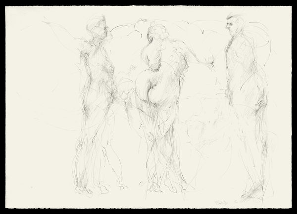 William Kentridge Untitled (Three figure studies) signed pencil on paper 51 x 72 cm