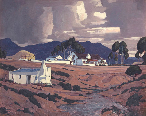 JH Pierneef, Farmhouse, Tulbagh, 1929 oil on board, 54 x 66 cm