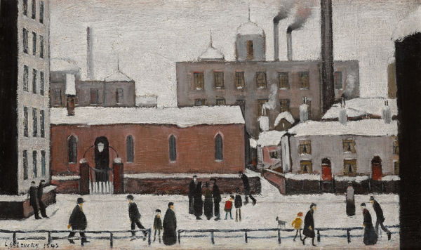 Laurence Stephen Lowry, A Factory Town under Snow, 1942 (Image courtesy Mutual Art)