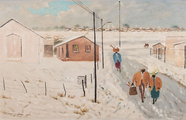 John Koenakeefe Mohl, Back from Work in Snow, 1981 sold for R220,000 (Cape Town, 2018)