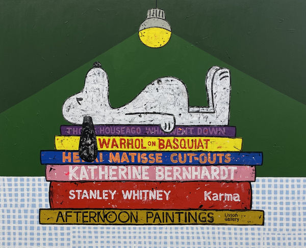 JONATHAN EDELHUBER , Still Life With Snoopy Sculpture On Art Books , 2023