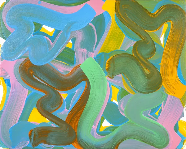 A colorful abstract painting with a lot of squiggles