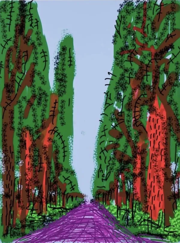 DAVID HOCKNEY The Yosemite Suite, No. 5, 2010 iPad drawing printed on paper 37 x 28 in Edition of 25 PRICE: Contact for Pricing