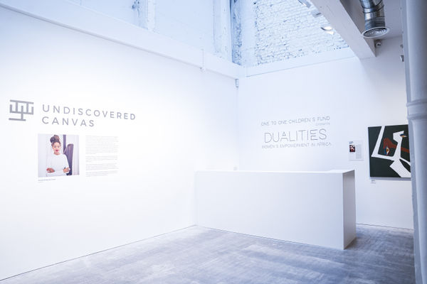 Installation view of Dualities : Women's Empowerment in Africa at the Bernard Jacobson Gallery in Mayfair, London