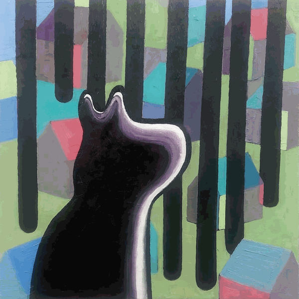 Thé van Bergen, "De bezoeker", 100x100cm, 2024, oil on canvas.