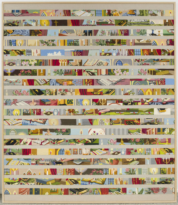 Lyssøyle, 2022. Embroideries on linen canvas, framed. 224 x 194 cm