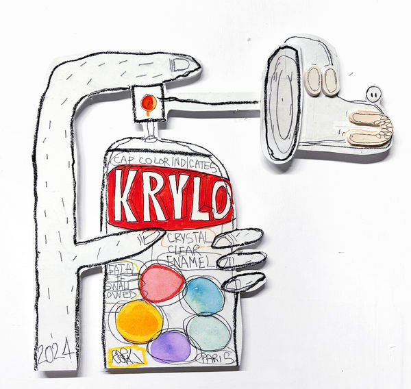 KRYLON SNOOPY, 2024 63 x 63 cm acrylique sur bois et céramique acrylic on wood and ceramic