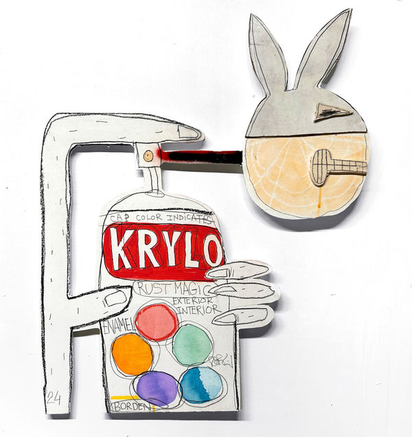 KRYLON PLAYBOY, 2024 76 x 63 cm acrylique sur bois et céramique acrylic on wood and ceramic