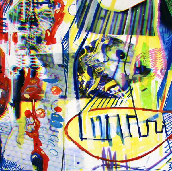 Plusieurs choses au même instant I 80x80cm, 2022 tirage pigmentaire et acrylique sur toile Hahnemühle pigment print and acrylic on Hahnemühle canvas