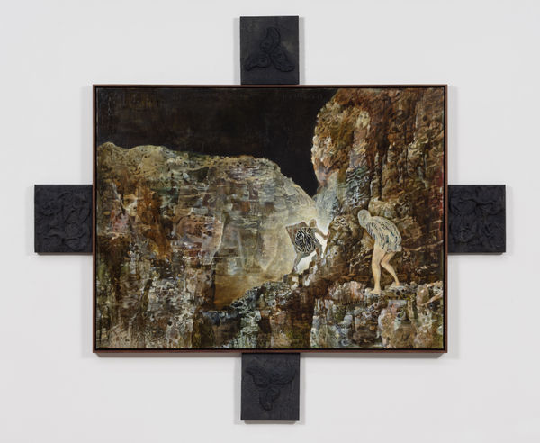 TARWUK MRTISKLAAAH_OnaruONRC.98, 2019 Acrylic and oil on cotton, synthetic clay 60 x 80 inches with panels: 91 x 108 inches