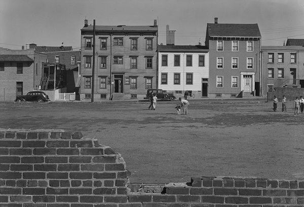 Brick Wall & Houses, Paterson, NJ, Oct. 1946