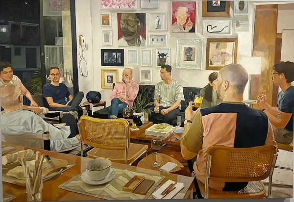 Pedro Medina, La pradera (2021), Acrílico sobre tela, 110 × 160 cm